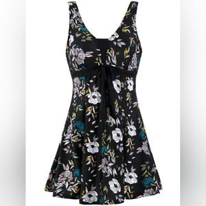 Wantdo Push Up One Piece Slimming Swim Dress In Plum Floral 16-18